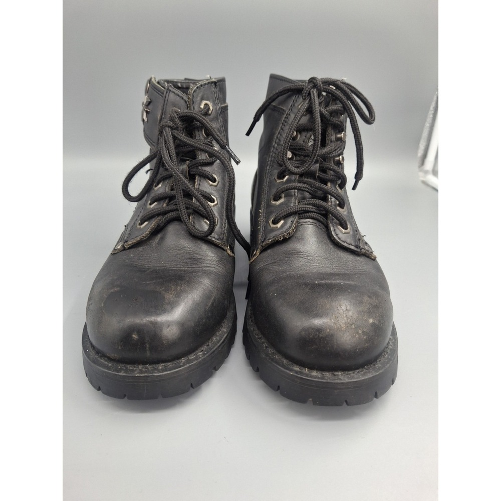 Xelement Boots Women 9M  Black‎ Righteous Leather Zippered LaceUp Motorcycle